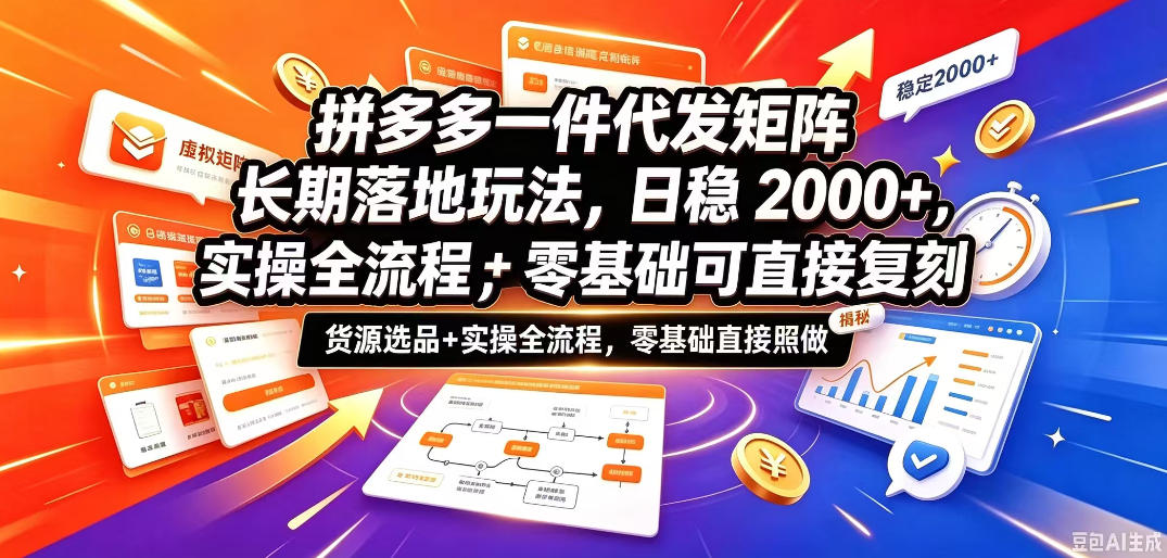 拼多多一件代发矩阵长期落地玩法,日稳入2k+,选品货源+实操全流程,零基础可直接复刻【拆解】-蜗牛学社