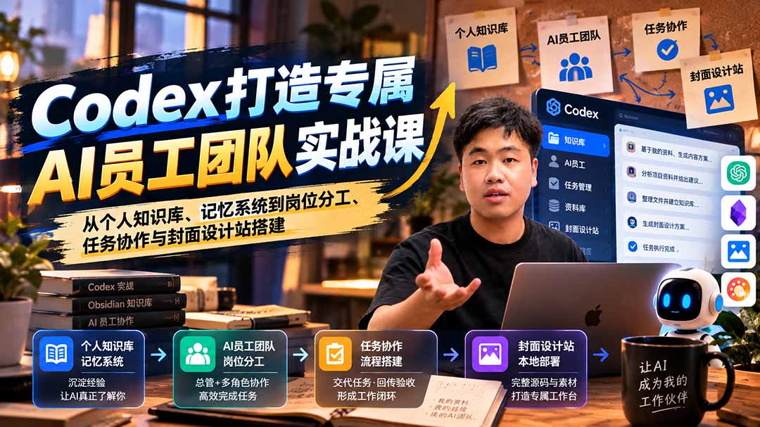 【无水印】Codex打造专属AI员工团队实战课:从个人知识库、记忆系统到岗位分工、任务协作与封面设计站搭建-蜗牛学社