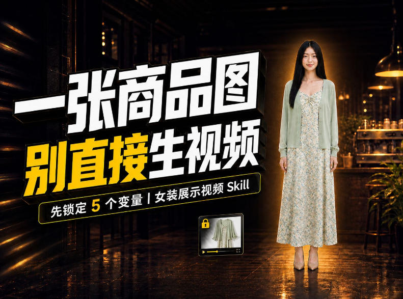 女装AI视频总翻车?问题不在提示词,女装展示视频Skill先锁定5个变量!-蜗牛学社