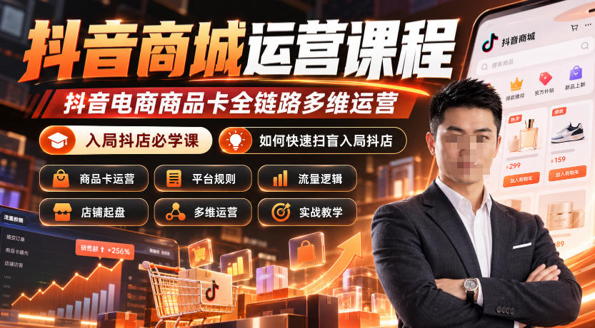 抖音商城运营课程，抖音电商商品卡全链路多维运营，入局抖店必学课， 如何快速扫盲入局抖店(更新1017)-蜗牛学社
