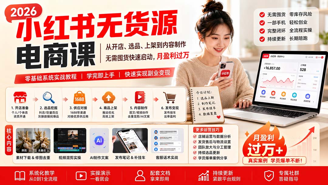 小红书无货源电商课(10月18更新-蜗牛学社