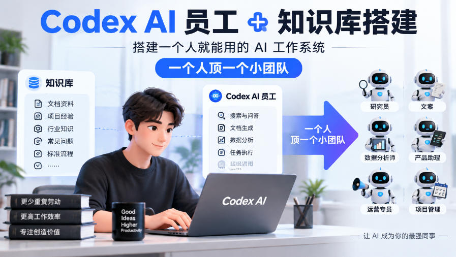 Codex AI员工+知识库搭建,搭建一个人就能用的AI工作系统,一个人顶一个小团队-蜗牛学社