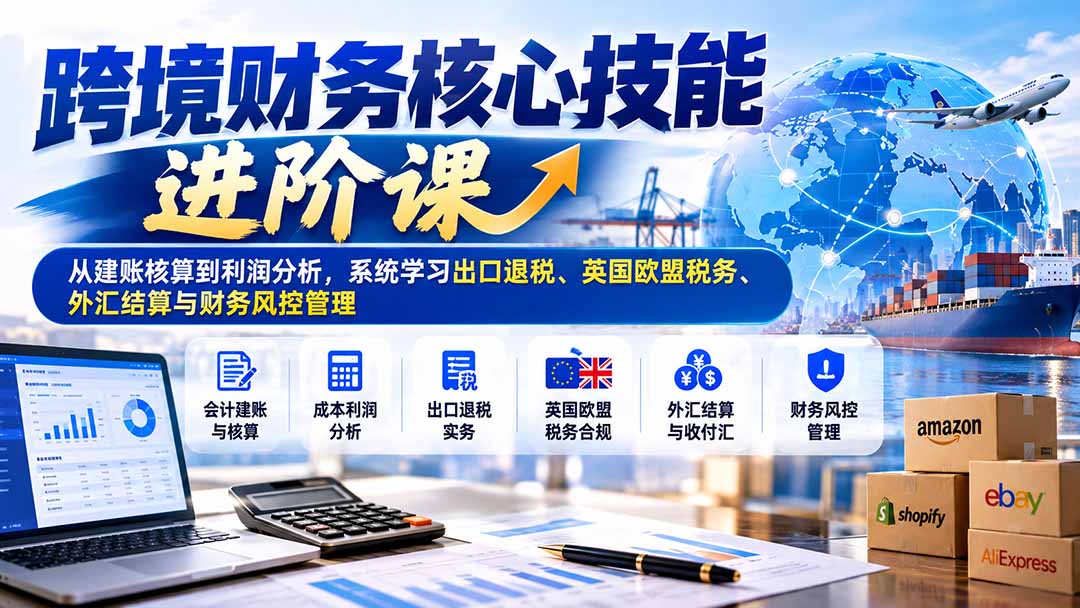 跨境财务核心技能进阶课:从建账核算到利润分析,系统学习出口退税、英国欧盟税务、外汇结算与财务风控管理-蜗牛学社