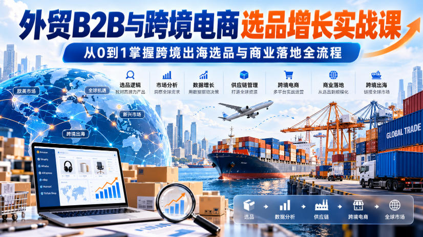 外贸B2B与跨境电商选品增长实战课,从0到1掌握跨境出海选品与商业落地全流程-蜗牛学社