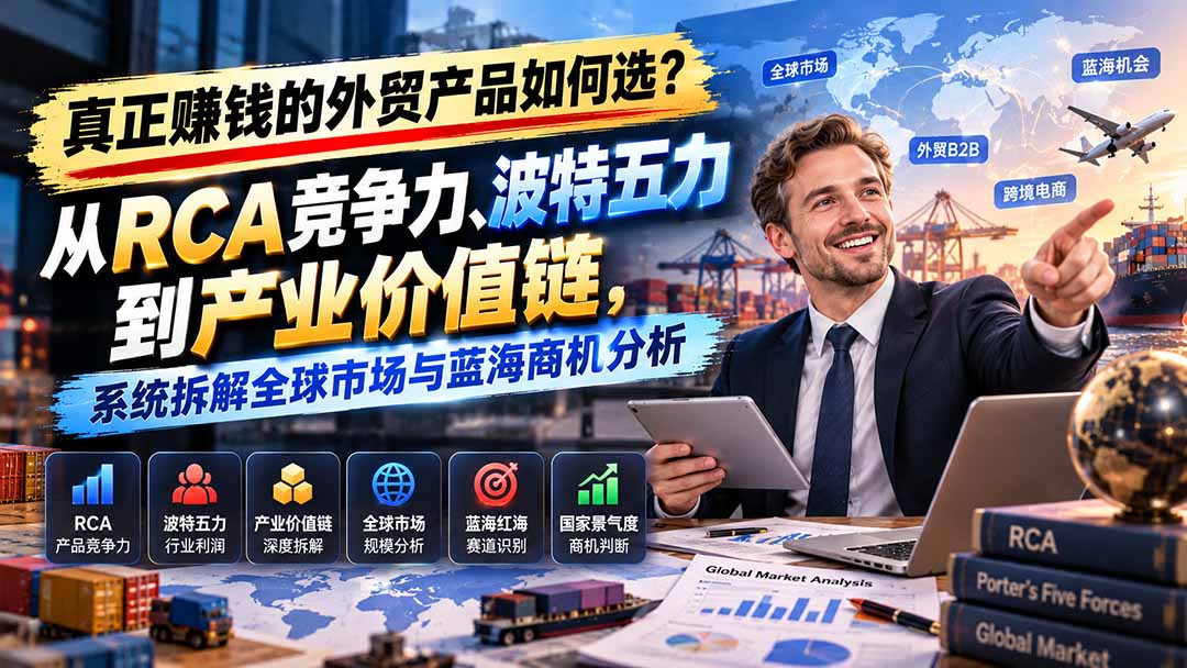 真正赚钱的外贸B2B产品如何选?从RCA竞争力、波特五力到产业价值链,系统拆解全球市场与蓝海商机分析-蜗牛学社