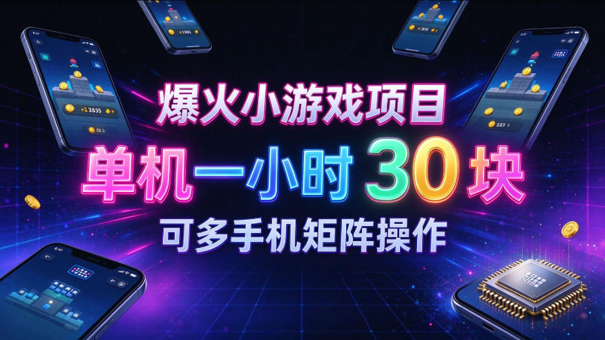 爆火小游戏撸金项目,实测单机一小时30+,可多手机矩阵操作,新手看完一遍就能上手【揭秘】-蜗牛学社