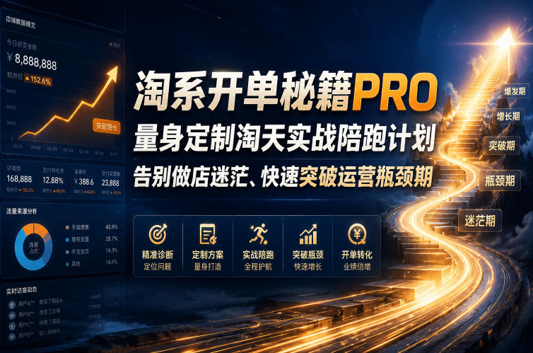 淘系开单秘籍PRO，量身定制淘天实战陪跑计划，告别做店迷茫、快速突破运营瓶颈期(更新261012)-蜗牛学社