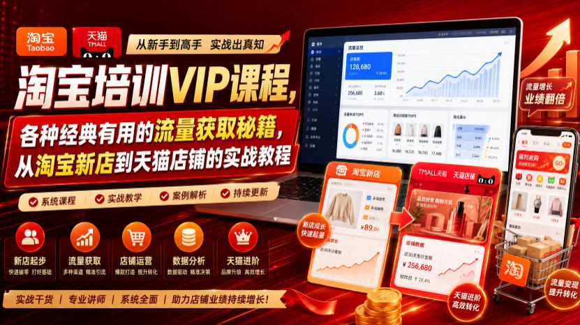 淘宝培训VIP课程，各种经典有用的流量获取秘籍，从淘宝新店到天猫店铺的实战教程(更新10月15日)-蜗牛学社