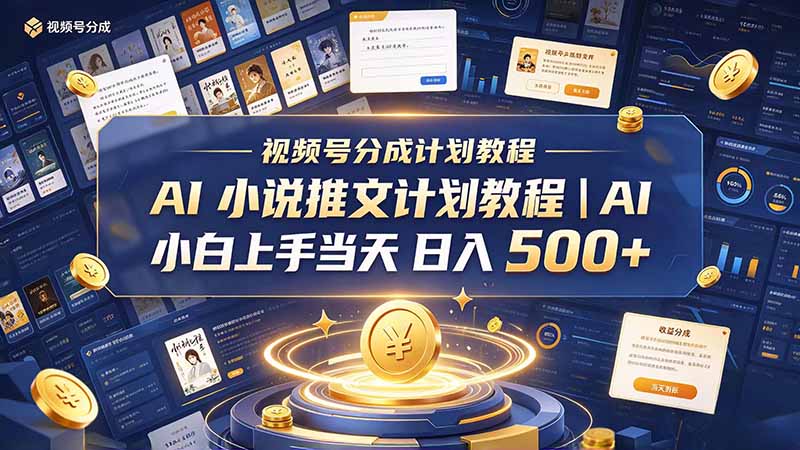 最新视频号分成计划教程｜AI 小说推文，小白上手当天日入 500+-蜗牛学社