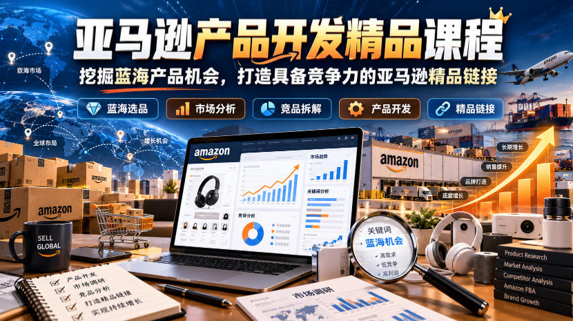 亚马逊产品开发精品课程,挖掘蓝海产品机会,打造具备竞争力的亚马逊精品链接-蜗牛学社