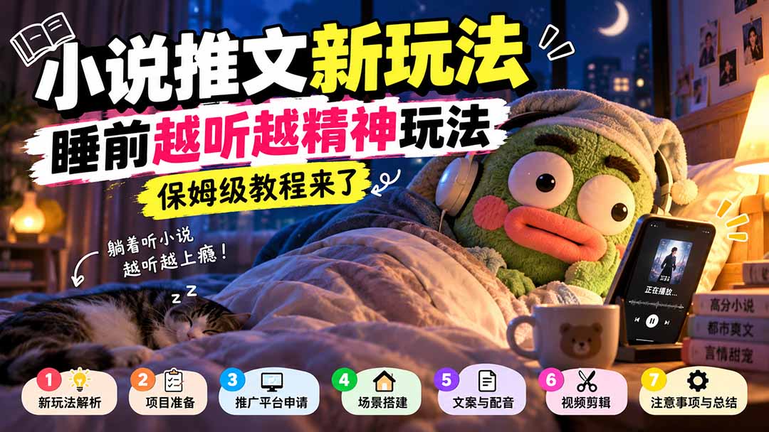 小说推文新玩法，睡前越听越精神玩法，保姆级教程来了-蜗牛学社