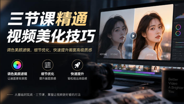 三节课精通视频美化技巧｜调色美颜滤镜，细节优化，快速提升画面高级质感-蜗牛学社