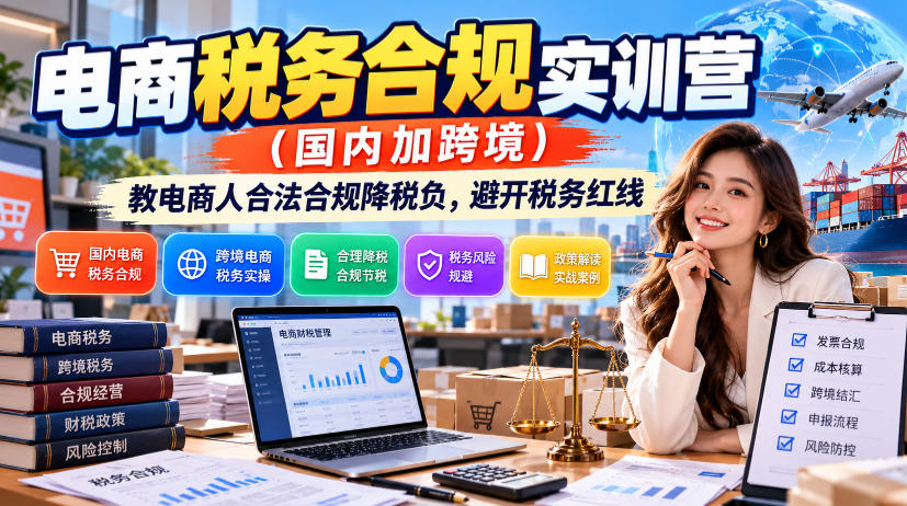 电商税务合规实训营(国内加跨境),教电商人合法合规降税负,避开税务红线-蜗牛学社