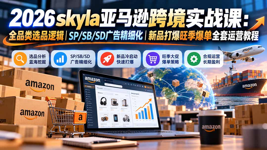 skyla亚马逊跨境实战课-更新1019：全品类选品逻辑｜SP/SB/SD广告精细化｜新品打爆旺季爆单全套运营教程-蜗牛学社